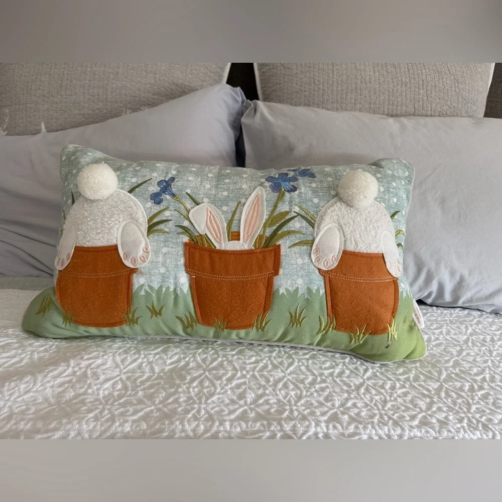 Isaac Mizrahi Easter Bunny Lumbar Pillow Pottery Barn Style Spring Decor